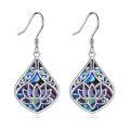 wholesale 925 Sterling Silver Blue Mother Of Pearl Lotus Earrings-0-0