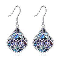 wholesale 925 Sterling Silver Blue Mother Of Pearl Lotus Earrings-Lotus Earrings