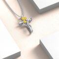 wholesale 925 Sterling Silver Gold Plated Sunflower Cross Pendant Necklace for Women 45cm Chain -0-3