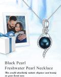 wholesale Infinitty Black Pearl Necklace For Women Sterling Silver Tahitian Black Pearl Infinity Love Pendant Necklace Anniversary Anniversary Jewelry Christmas Birthday Gifts For Her Wife -0-3