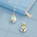 wholesale 925 Sterling Silver Honeycomb Bee Drop Earrings-0-5
