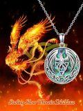 wholesale 925 Sterling Silver Round Abalone Shell Dragon Triquetra Knot Pendant Necklace-0-1