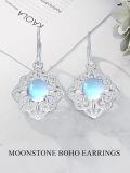wholesale 925 Sterling Silver 925 Blue Opalite Flower Shape Leverback Dangle Drop Earrings for Women-0-1