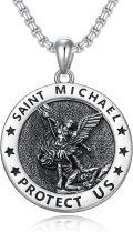 wholesale 925 Sterling Silver St Michael's Archangel Protect Us Medal Pendant Necklace s for Men & Women-0-0