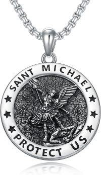 wholesale 925 Sterling Silver St Michael's Archangel Protect Us Medal Pendant Necklace s for Men & Women-A-St Michael Necklace A