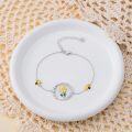 wholesale S925 Sterling Silver Cubic Zirconia Sunflower Bee Charm Bracelet Adjustable Gift for Women-0-3