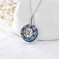 wholesale TOUPOP Cremation Jewelry Sterling Silver Urn Necklace For Ashes With Blue Circle Crystal Memorial Pendant Jewelry Funnel Filler -0-2