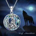 wholesale 925 Sterling Silver & Crystal Wolf on Moon Necklace - Howling Wolf Crescent Moon Pendant-0-1