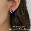 wholesale  Sterling Silver Sapphire Stud Earrings - September Birthstone, Trendy Wraparound Design, Hypoallergenic, Gift Box-0-2