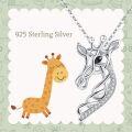 wholesale 925 Sterling Silver Cubic Zirconia Accent Celtic Knot Giraffe Pendant Necklace-0-2