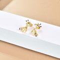 wholesale 925 Sterling Silver Giraffe Shape Stud Earrings with Gold Plating and Black Accents - Cute Animal  for Women-0-3