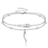 wholesale 925 Sterling Silver Italian Horn Hand Bracelet for Women Girls Good Luck Protection Jewelry-Horn Layered Bracelet
