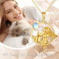 wholesale 14K Gold Mermaid with Cat and Star Pendant Necklace for Women-0-4