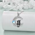 wholesale 925 Sterling Silver Abalone Shell Moon & Cats Pendant Necklace for Cat Lovers Gifts-0-4