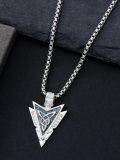 wholesale 925 Sterling Silver Blue Stone Celtic Knot Arrowhead Pendant Necklace  Norse Jewelry for Men Women Gifts 43cm Chain Length-0-2