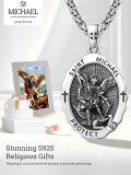 wholesale 925 Sterling Silver St Michael Medal Necklace with 2 mm Chain - Religious -0-3