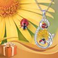 wholesale 925 Sterling Silver Ladybug Sunflower Pendant Necklace for Women Mothers Day Gift-0-2