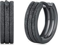 wholesale Black 925 Sterling Silver Hoop Earrings with Textured Finish - 3 Layers¸¸Ç×½ÚÀñÎï-Triple Hoop Earrings002