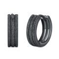 wholesale Black 925 Sterling Silver Hoop Earrings with Textured Finish - 3 Layers¸¸Ç×½ÚÀñÎï-0-0
