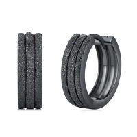 wholesale Black 925 Sterling Silver Hoop Earrings with Textured Finish - 3 Layers¸¸Ç×½ÚÀñÎï-Triple Hoop Earrings002