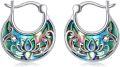 wholesale 925 Sterling Silver Abalone Shell Lotus Flower Hoop Earrings for Women-0-0