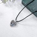 wholesale 925 Sterling Silver Heart Tree of Life Pendant on Black Leather Cord Necklaces for Women-0-3