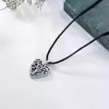 wholesale 925 Sterling Silver Heart Tree of Life Pendant on Black Leather Cord Necklaces Wholesale for Women-0-3