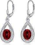wholesale Sterling Silver Genuine Simulated Birthstone Teardrop Leverback Earrings-0-8