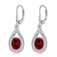 wholesale 925 Sterling Silver 3 ct Moissanite D VVS Tear Drop Halo Leverback Earrings-Red