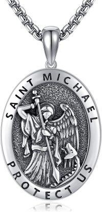 wholesale 925 Sterling Silver Saint Michael Protect Us Pendant Necklace for Men Women -Saint Michael