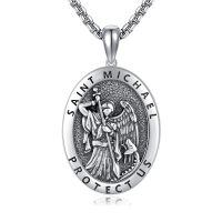 wholesale 925 Sterling Silver Saint Michael Pendant Necklace-Saint Michael