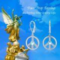 wholesale 925 Sterling Silver Moonstone Peace Sign Drop Dangle Earrings for Women Boho Hippie  Idea-0-5