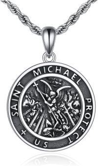 wholesale Sterling Silver Jesus Medal St Christopher Religious Pendant Talisman-Saint Michael-Oxidized