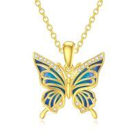 TOUPOP 14K Yellow Gold Butterfly Pendant Necklace For Women Birthday Gifts-undefined
