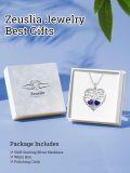 wholesale S925 Sterling Silver White Gold Plated 1Ct Amethyst & 1Ct Sapphire Tree of Life Heart Pendant Necklace for Women-0-4