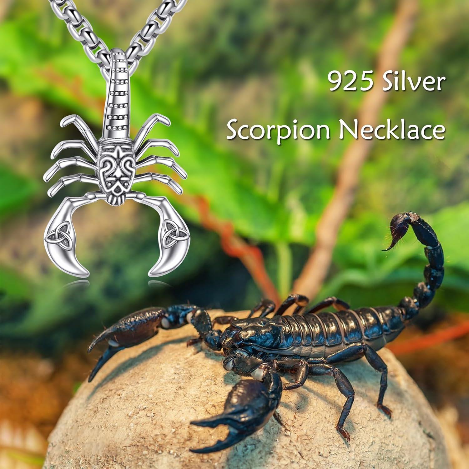 wholesale 925 Sterling Silver Gold Plated Scorpion Pendant Necklaces for Men Women Gothic Punk Style  47cm Chain Length-0-4