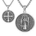 wholesale 925 Sterling Silver St Benedict Medal Necklace Wholesale Religious Pendant Jewelry-0-0