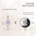 wholesale 925 Sterling Silver Hamsa Hand with Blue Sapphire and Cubic Zirconia Pendant Necklace for Women & Men-0-3