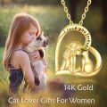 wholesale 14K Gold Heart-Shaped Cat and Girl Pendant Necklace - I Love You Forever Message-0-1