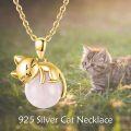 wholesale 14K Gold Pink Crystal Black Cat Pendant Necklace for Women Cats Lover-0-138