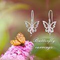 wholesale 925 Sterling Silver Butterfly Pink Ribbon Breast Cancer Awareness Drop Earrings-0-4