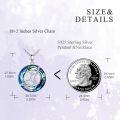 wholesale 925 Sterling Silver Round Blue Crystal Zodiac Pendant Necklace with Stars and Moon Design for Women Astrology -0-9