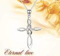 wholesale 925 Sterling Silver Celtic Knot Cross Necklace Infinity Love Irish Jewelry for Women-0-5