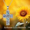 wholesale 925 Sterling Silver Abalone Shell Inlay Floral Cross Pendant Necklace for Women Mother's Day Gift-0-5