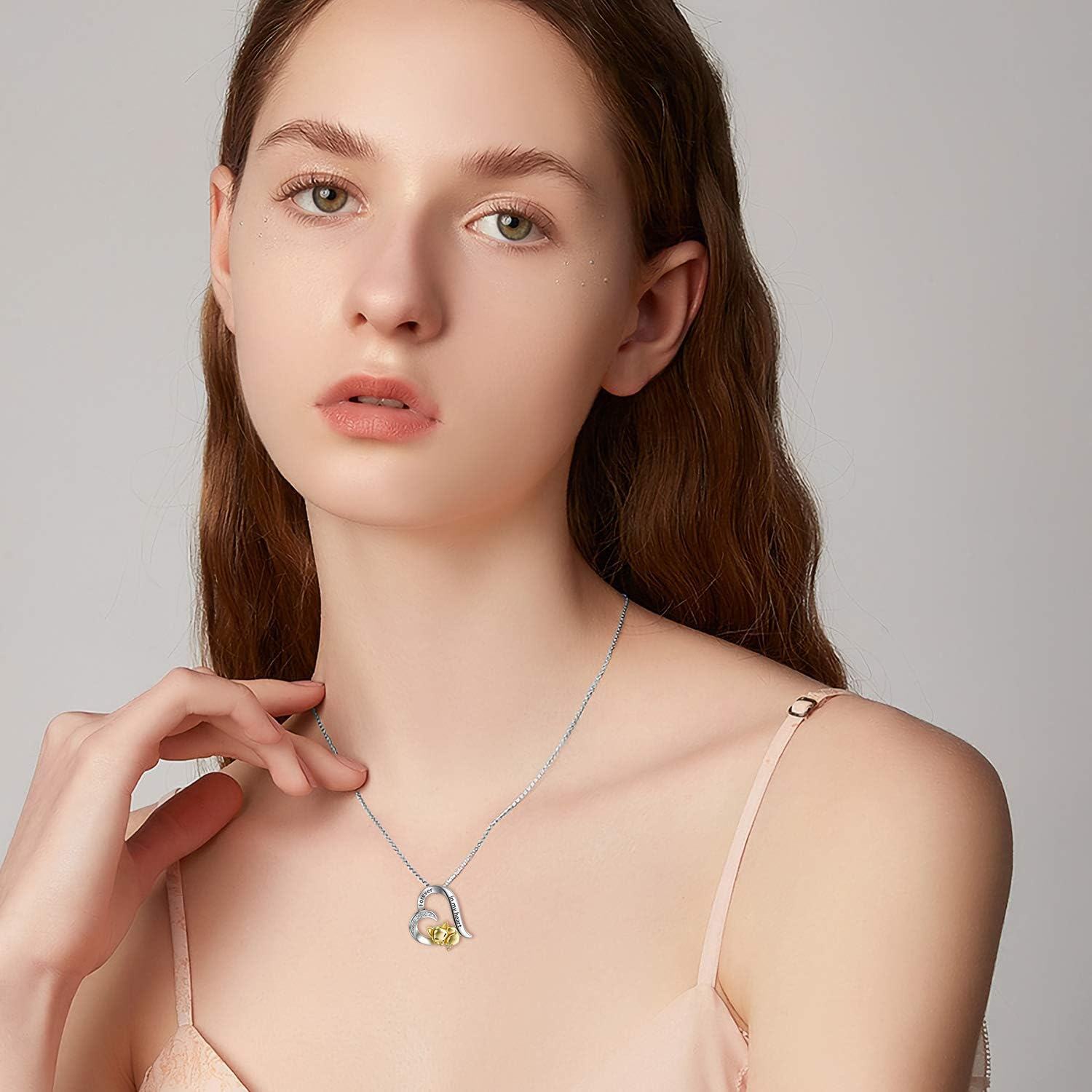 925 Sterling Silver Metal Foxy Love Forever in My Heart Pendant Necklace Gifts for Her-0-1