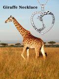 wholesale 925 Sterling Silver Heart-Shaped Giraffe Pendant Necklace with Cubic Zirconia and Engraved Message I Love You Forever Gifts for Women Girls Mother's Day Jewelry-0-3