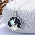 wholesale 925 Sterling Silver Moonstone Astronaut & Ufo Pendant Necklace for Women and Men-0-2