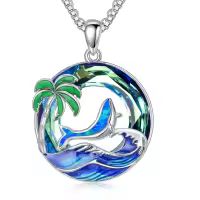 TOUPOP Sterling Silver Blue Crystal Whale Pendant Necklace For Women-undefined