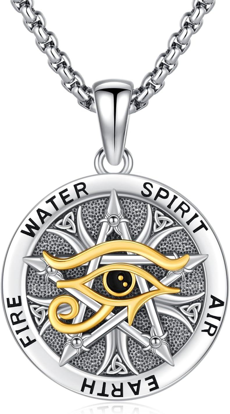 Sterling Silver Tetragrammaton Pentagram Pendant Amulet Necklace-C-Tetragrammaton