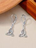 wholesale 925 Sterling Silver Celtic Knot Drop Earrings with Leverback Hooks for Women-0-4